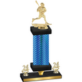 Premium Single Blue Carbon Fiber Year Lacrosse Trophy