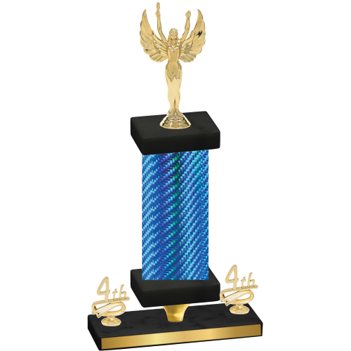 Premium Single Blue Carbon Fiber Fourth Place Victory Trophy