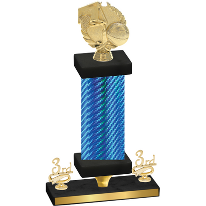 Premium Single Blue Carbon Fiber Third Place Basketball Trophy
