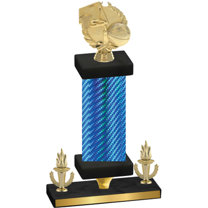 Premium Single Blue Carbon Fiber Victory Basketball Trophy