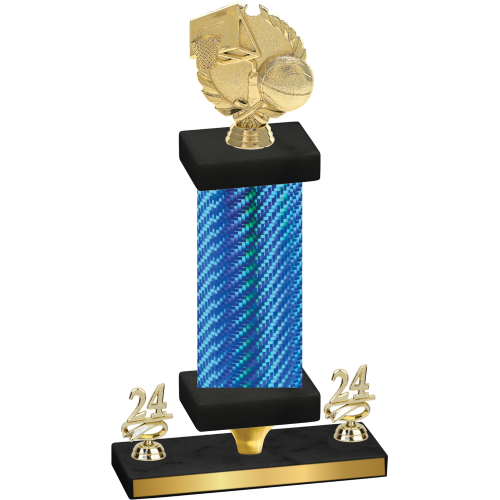 Premium Single Blue Carbon Fiber Year Basketball Trophy