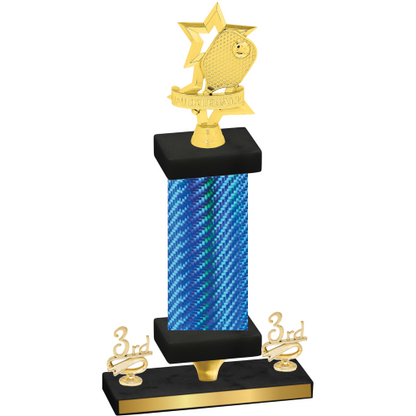 Premium Single Blue Carbon Fiber Third Place Pickleball Trophy