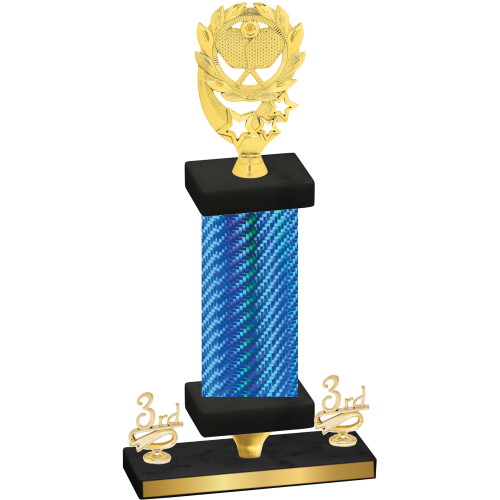 Premium Single Blue Carbon Fiber Third Place Pickleball Trophy