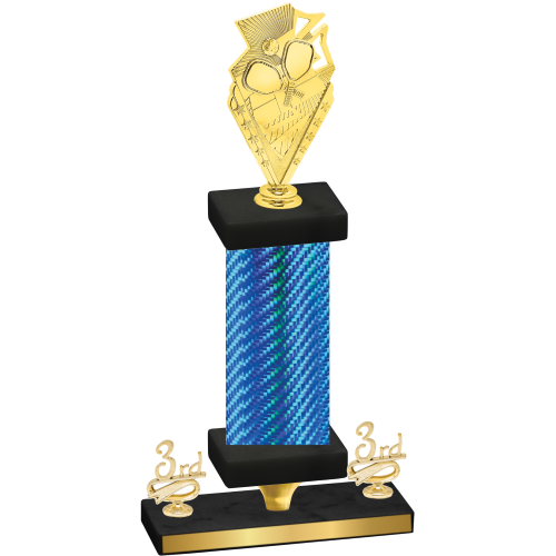 Premium Single Blue Carbon Fiber Third Place Pickleball Trophy