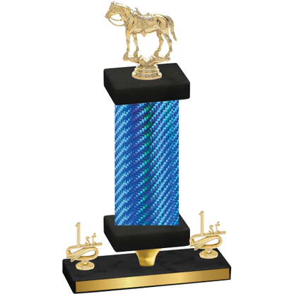 Premium Single Blue Carbon Fiber First Place Horses Trophy