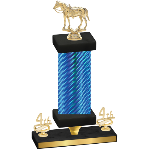 Premium Single Blue Carbon Fiber Fourth Place Horses Trophy