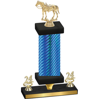 Premium Single Blue Carbon Fiber Year Horses Trophy