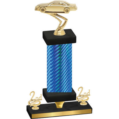 Premium Single Blue Carbon Fiber Second Place Cars Trophy