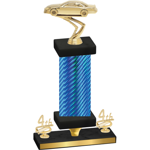 Premium Single Blue Carbon Fiber Fourth Place Cars Trophy