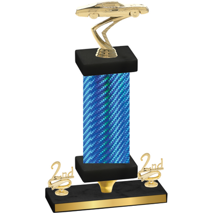 Premium Single Blue Carbon Fiber Second Place Cars Trophy