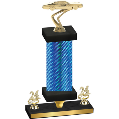 Premium Single Blue Carbon Fiber Year Cars Trophy
