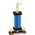 Premium Single Blue Carbon Fiber First Place Archery Trophy