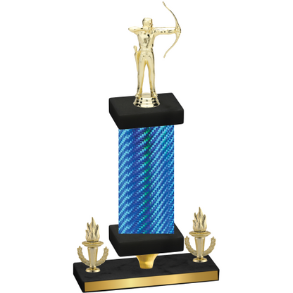 Premium Single Blue Carbon Fiber Victory Archery Trophy