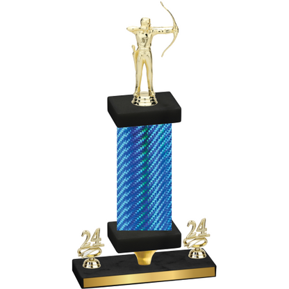 Premium Single Blue Carbon Fiber Year Archery Trophy