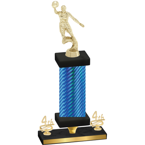 Premium Single Blue Carbon Fiber Fourth Place Basketball Trophy