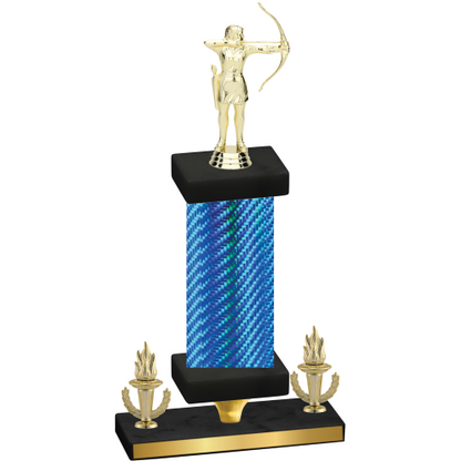 Premium Single Blue Carbon Fiber Victory Archery Trophy
