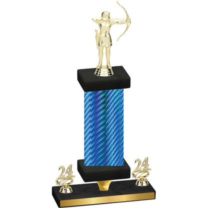 Premium Single Blue Carbon Fiber Year Archery Trophy