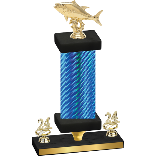 Premium Single Blue Carbon Fiber Year Fishing Trophy