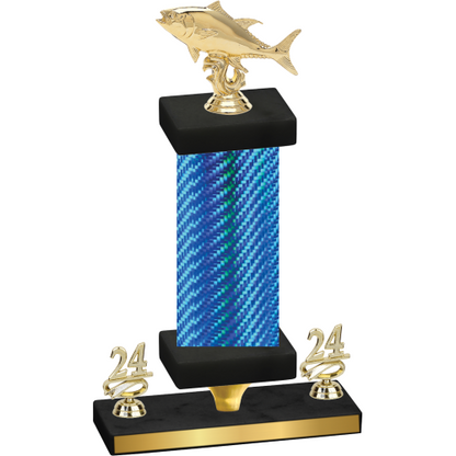 Premium Single Blue Carbon Fiber Year Fishing Trophy