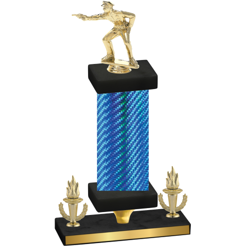 Premium Single Blue Carbon Fiber Victory Shooter Trophy