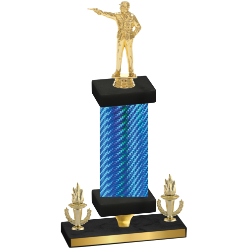 Premium Single Blue Carbon Fiber Victory Shooter Trophy