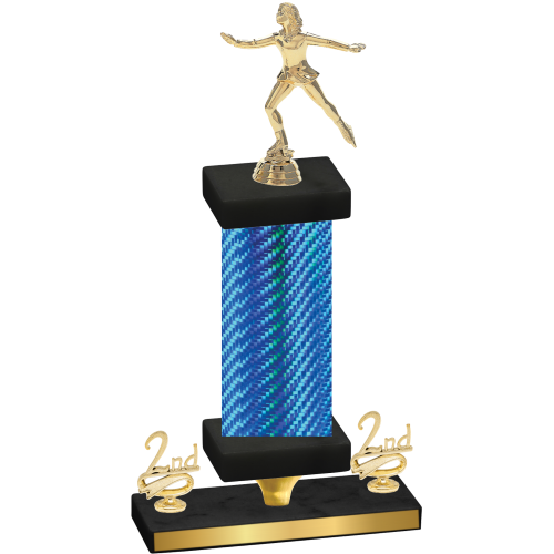Premium Single Blue Carbon Fiber Second Place Skater Trophy