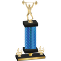 Premium Single Blue Carbon Fiber Fourth Place Weights Trophy