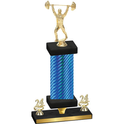 Premium Single Blue Carbon Fiber Year Weights Trophy