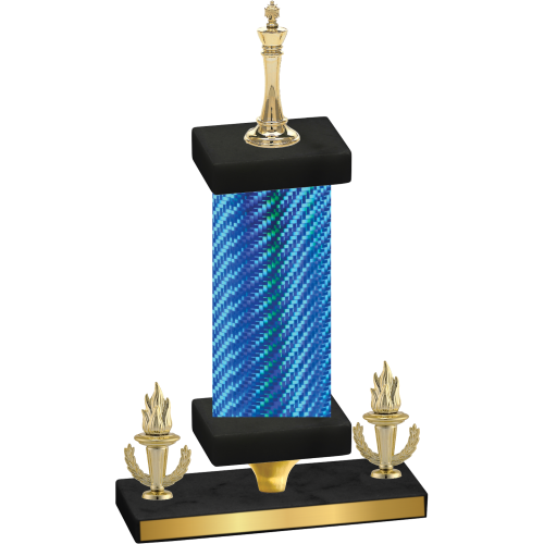 Premium Single Blue Carbon Fiber Victory Chess Trophy