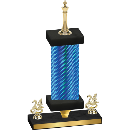 Premium Single Blue Carbon Fiber Year Chess Trophy
