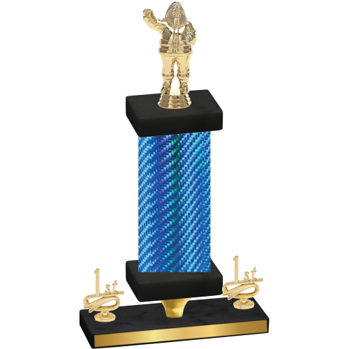 Premium Single Blue Carbon Fiber First Place Holiday Trophy
