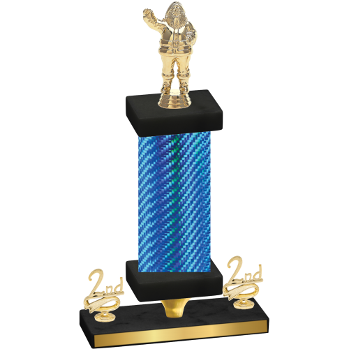 Premium Single Blue Carbon Fiber Second Place Holiday Trophy