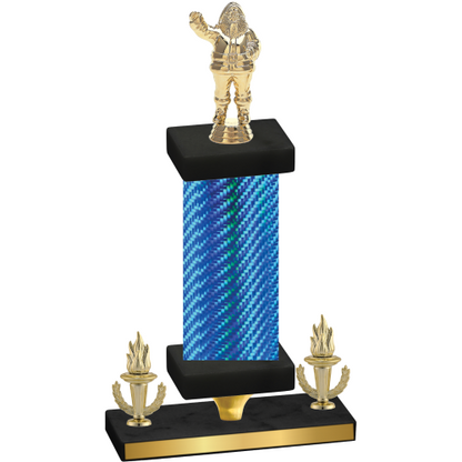 Premium Single Blue Carbon Fiber Victory Holiday Trophy