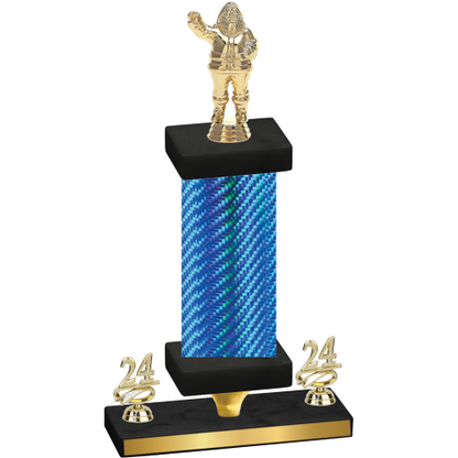 Premium Single Blue Carbon Fiber Year Holiday Trophy