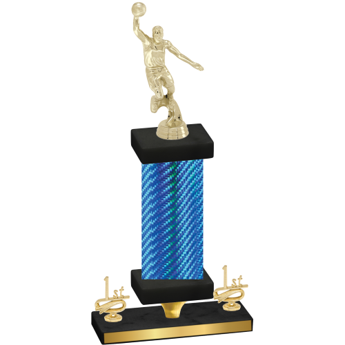 Premium Single Blue Carbon Fiber First Place Basketball Trophy