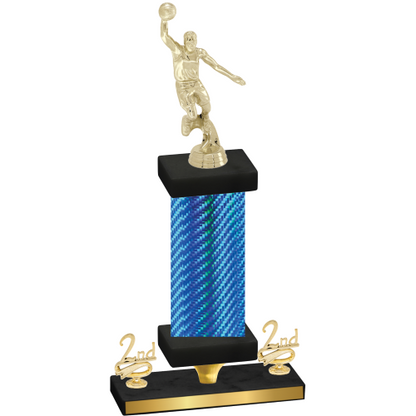 Premium Single Blue Carbon Fiber Second Place Basketball Trophy
