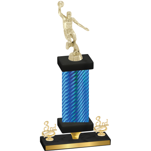 Premium Single Blue Carbon Fiber Third Place Basketball Trophy