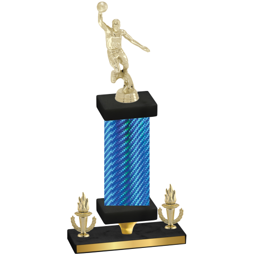 Premium Single Blue Carbon Fiber Victory Basketball Trophy