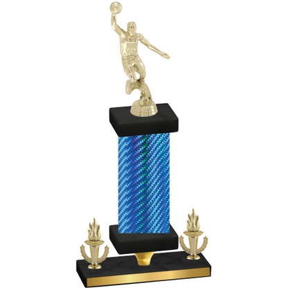 Premium Single Blue Carbon Fiber Victory Basketball Trophy