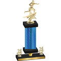 Premium Single Blue Carbon Fiber Year Flag Football Trophy