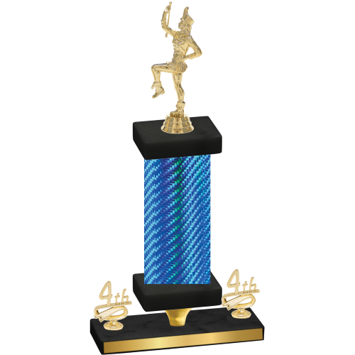 Premium Single Blue Carbon Fiber Fourth Place Majorette Trophy