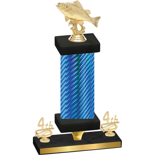 Premium Single Blue Carbon Fiber Fourth Place Fishing Trophy