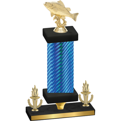 Premium Single Blue Carbon Fiber Victory Fishing Trophy