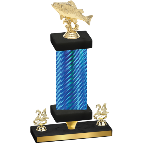Premium Single Blue Carbon Fiber Year Fishing Trophy