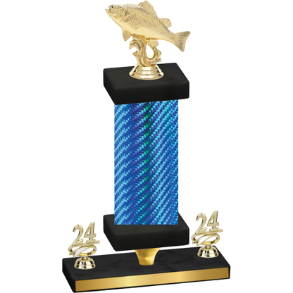Premium Single Blue Carbon Fiber Year Fishing Trophy