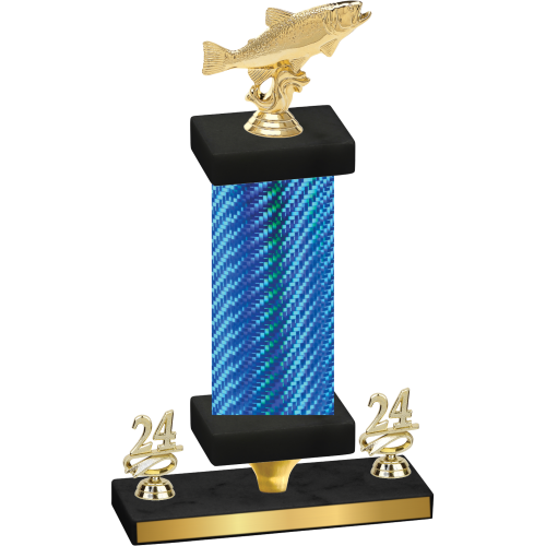 Premium Single Blue Carbon Fiber Year Fishing Trophy