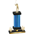 Premium Single Blue Carbon Fiber Fourth Place Golf Trophy