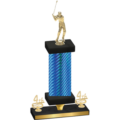 Premium Single Blue Carbon Fiber Fourth Place Golf Trophy