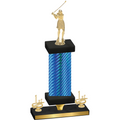 Premium Single Blue Carbon Fiber First Place Golf Trophy