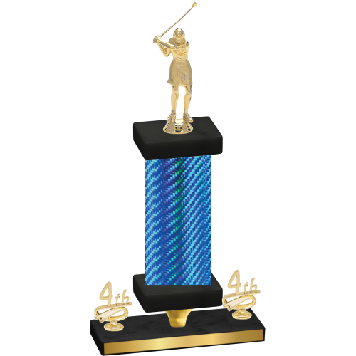 Premium Single Blue Carbon Fiber Fourth Place Golf Trophy